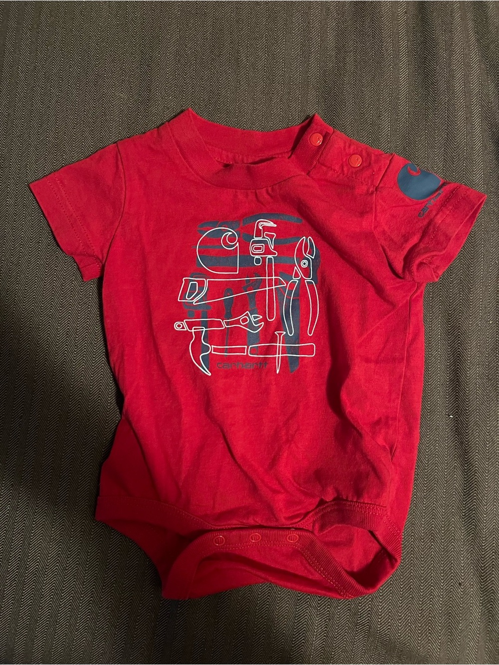 Carhartt Baby 3 Months Short Sleeve Tools One Piece red
